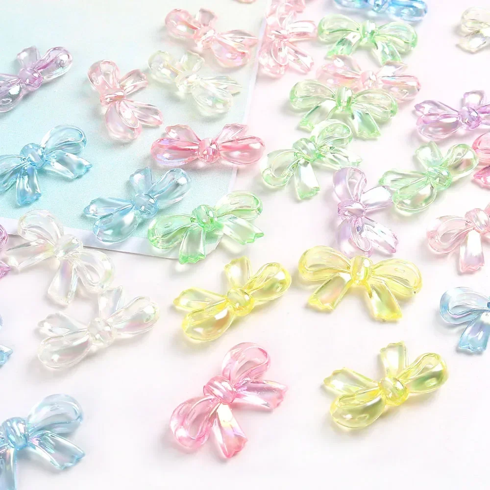 20pcs Bowknot Transparent Bead Diy Bracelet Necklace Make Accessories Acrylic Bead Beads To Make Bracelets Diy Accessories