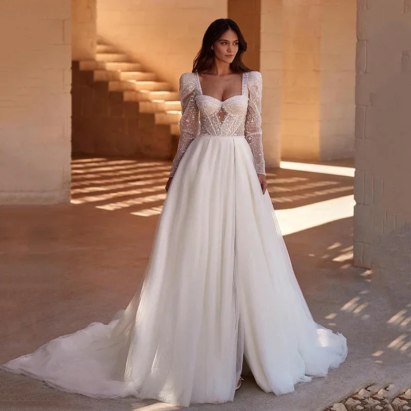 

Customzied Simple Wedding Dresses For Women Sweetheart Backless Bridal Gowns Tulle Robe A-Line Vestidos De Novia