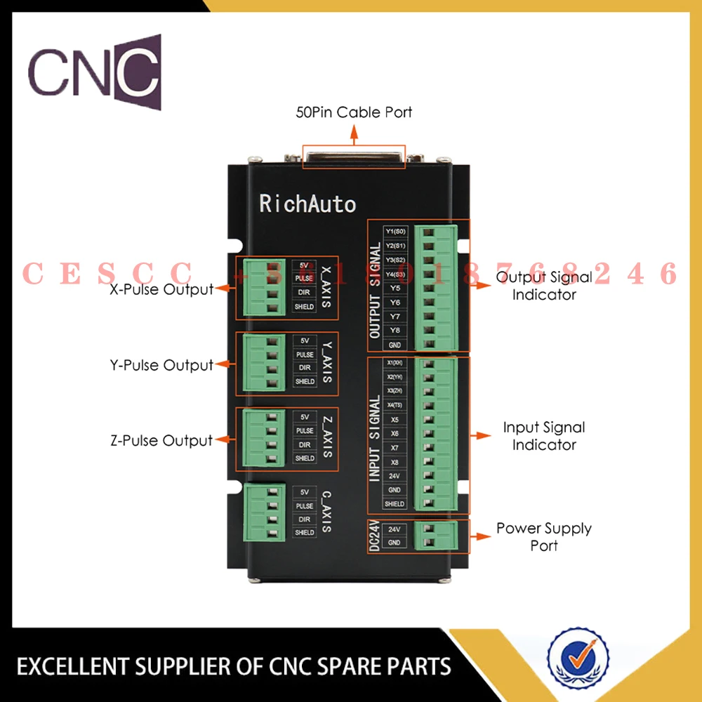 RichAuto DSP A11E/A18 CNC controller 3-axis 4-axis wiring board A12/A15 genuine signal line and connection board