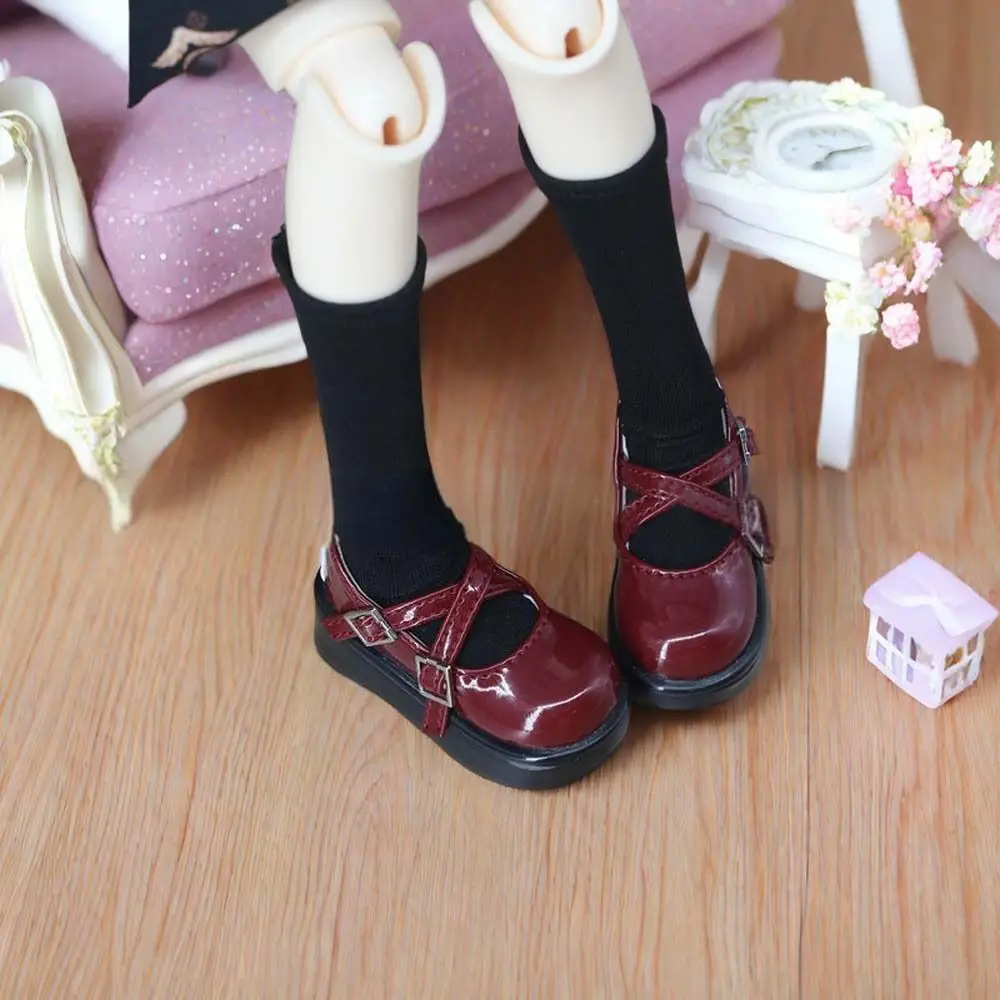 PU Leather Dress Up 1/4 Shoes Mini Shoes Handmade Bjd Leather Shoes Casual Wear Heightened Thick Sole 45CM Shoes Accessories