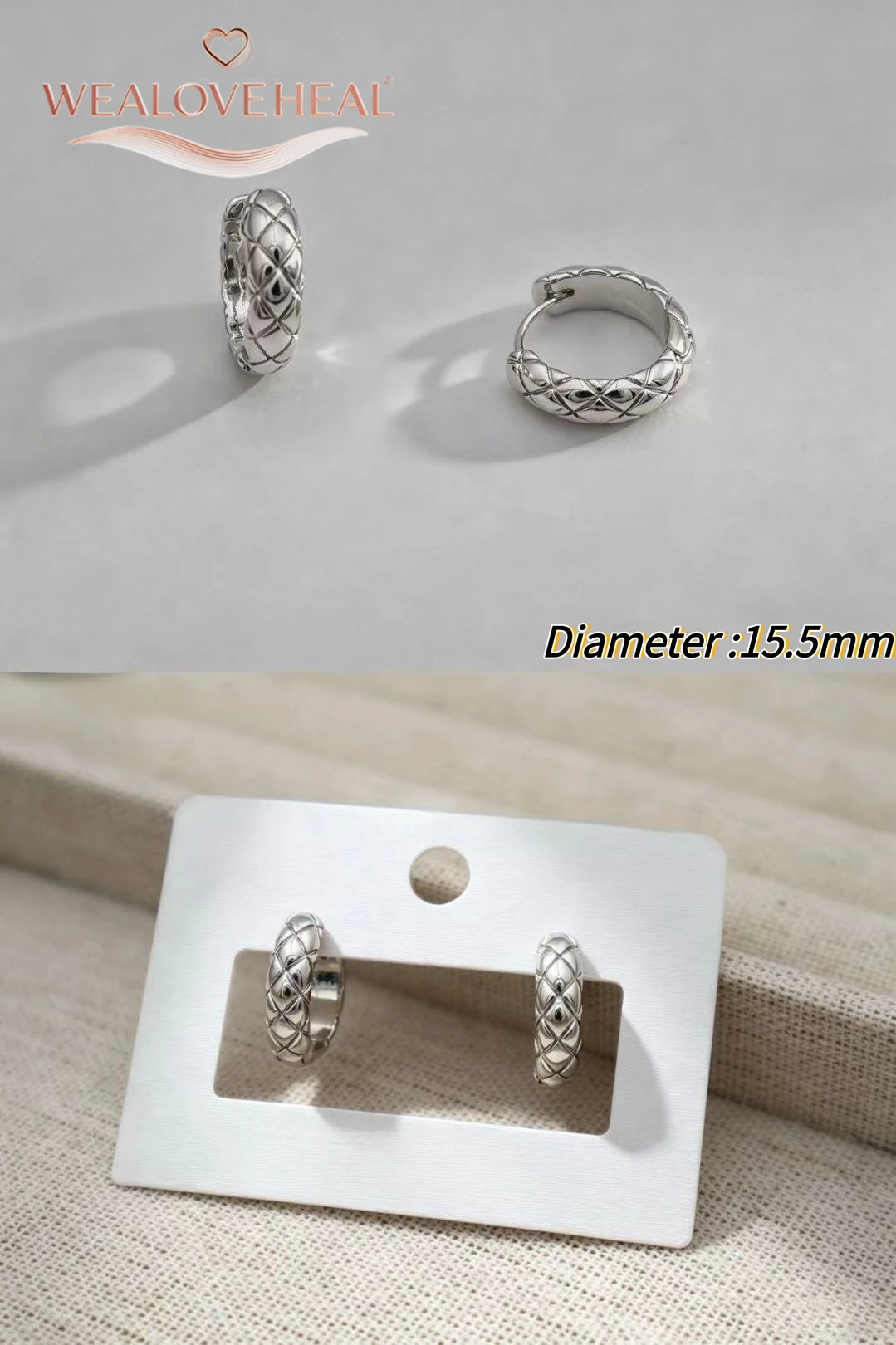 ohrringe damen, ohrringe, Rhodium-Plattierte Messing Huggie Creolen Minimalistische Geometrische Strukturierte Designs, Eleganter Alltagsschmuck Geschenk für Frauen – Detail 21