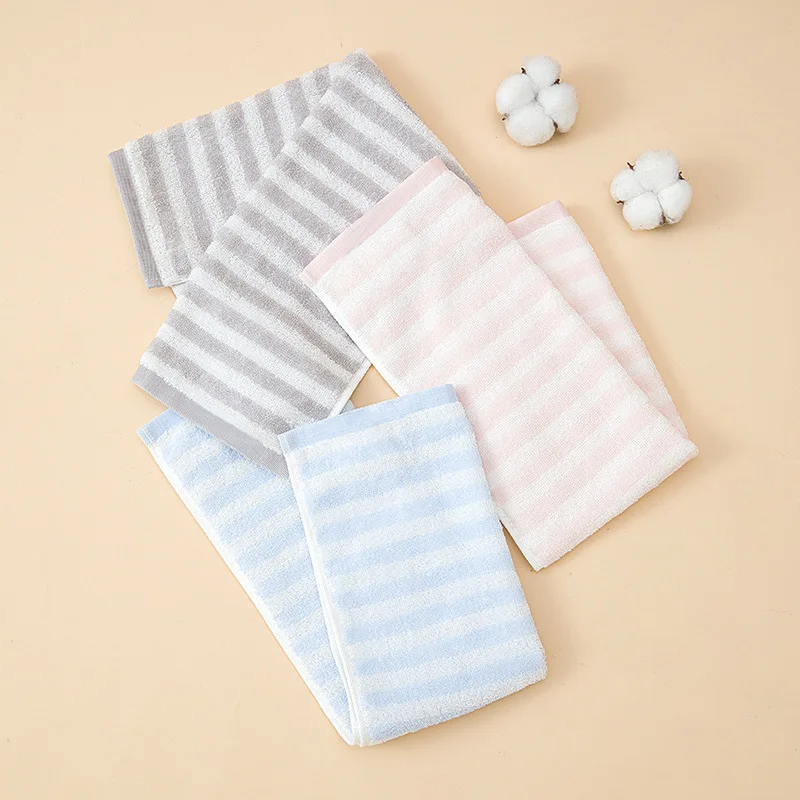 New Minimalist Striped 100% Cotton Kindergarten Face Towel – Soft, Highly Absorbent, Compact Size (25 × 50 Cm)