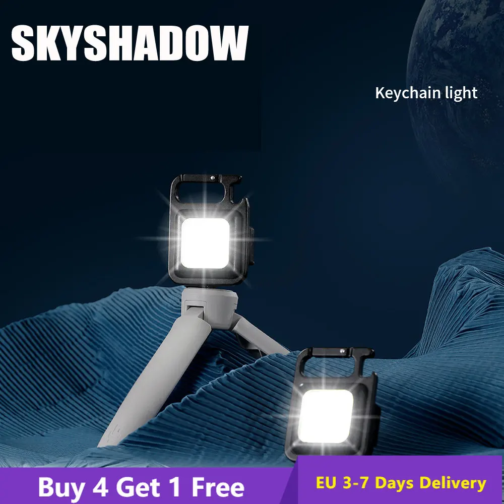 Mini Led Flashlight Keychain Light USB Rechargeable Work Light Magnetic Outdoor Camping Lantern Buy 4 Get 1 Free Fast Shipping