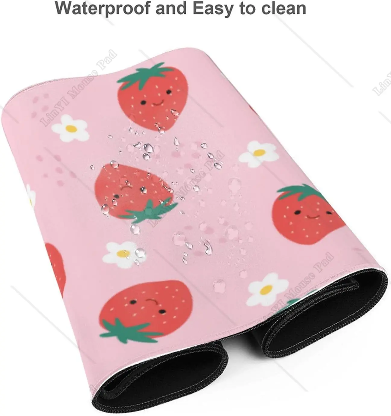 Pink Strawberry Large Mouse Pad XL Gaming Mousepad with Non-Slip Rubber Base for Office Work Laptop Computer 31.5'' X 12'' Inch