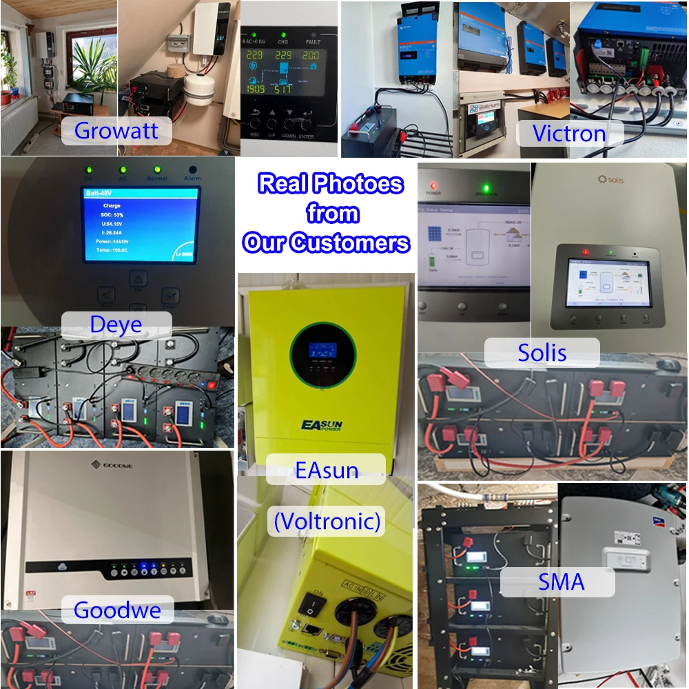 48V 100Ah LiFePO4 Battery 200Ah 300Ah Built-in 16S Smart BMS RS485 CAN Communciate with Inverters for Home Energy Storage