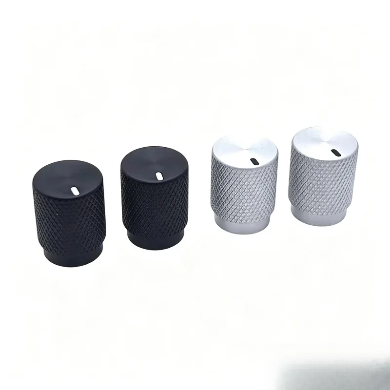 suitable-for-amplifier-potentiometer-knob-10pcs-125x16mm-sandblast-aluminum-volume-switch-cap-silver-black-with-screw