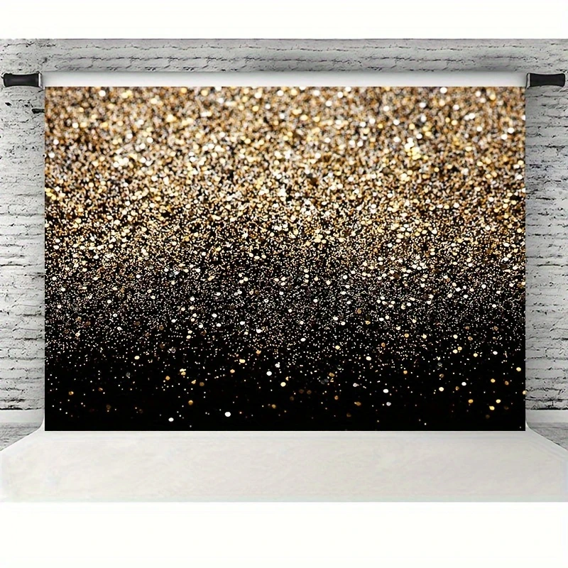 Elevate Your Party: Luxurious Vintage Black & Gold Spotted Vinyl Backdrop - Chic, Durable & Perfect for Photography