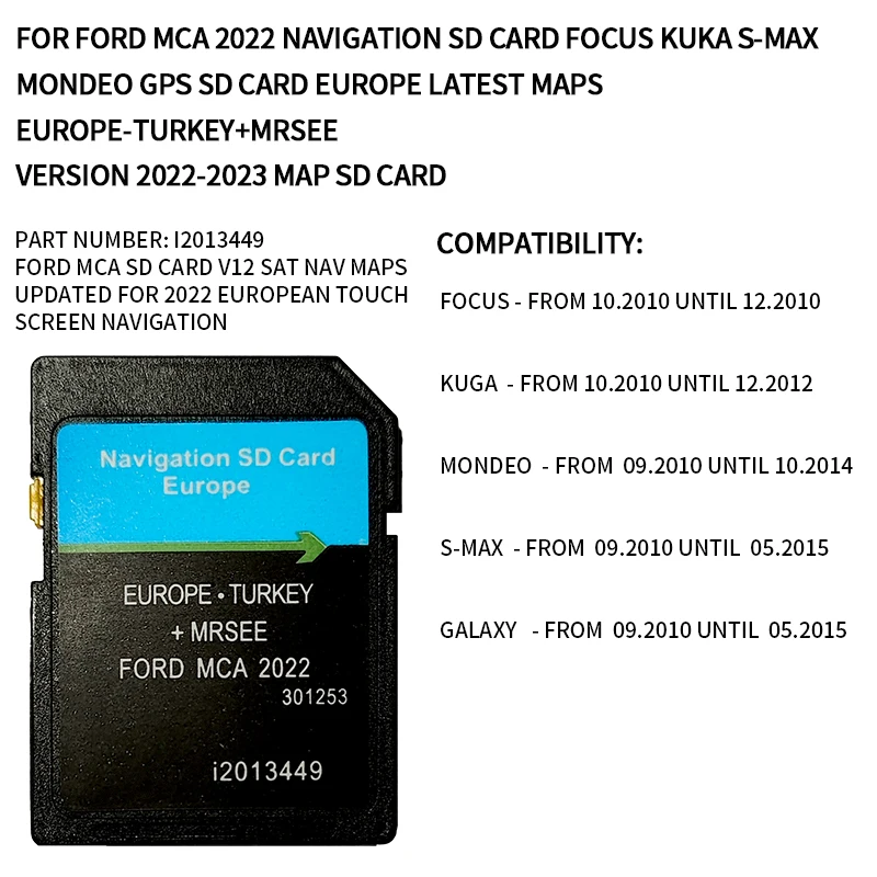 DLA Ford MCA 20222 Nawigacja Karta SD Focus Kuka S-Max Mondeo GPS Karta SD Europa Najnowsze mapy