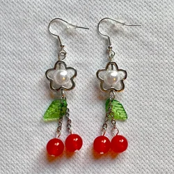 Handmade cherry earrings red charm jewelry