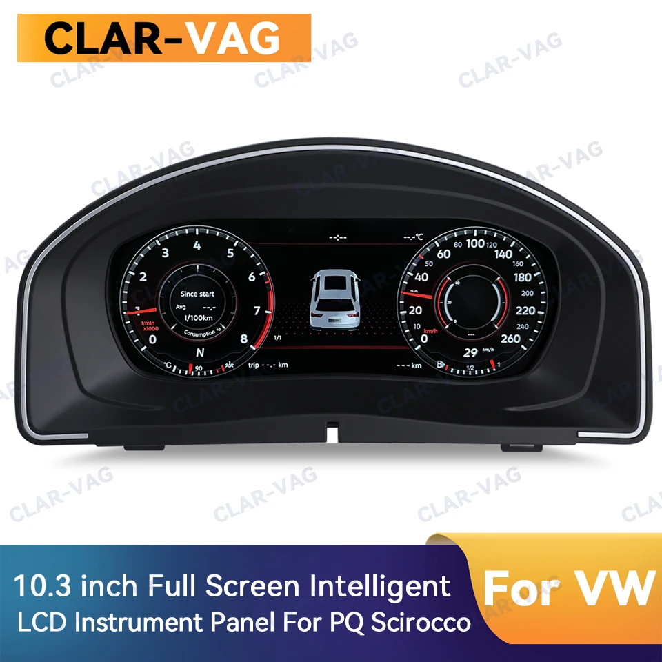 10.3 inch LCD Instrument Panel For Volkswagen PQ Scirocco 2009-2016 Digital Virtual Cockpit Instrument Cluster 