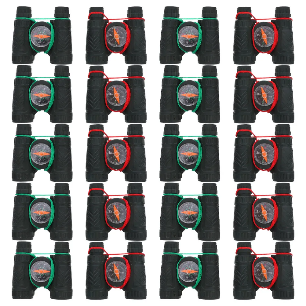 

20pcs Mini Handheld Telescope Kids Toy Plastic Pocket Scope Outdoor Adventure Builtin Compass Colorful Strap Clear