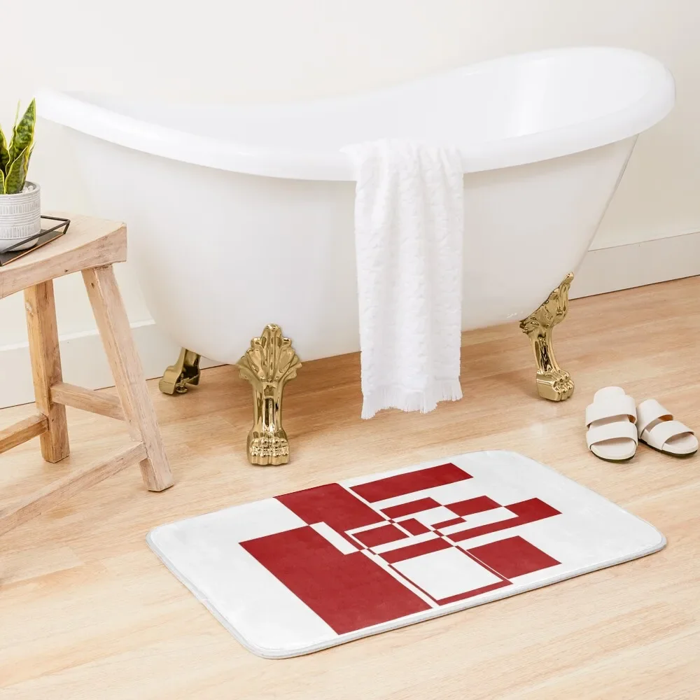 

Red Rectangles Geometric Design Bath Mat Kitchen Bathroom Rugs Mat