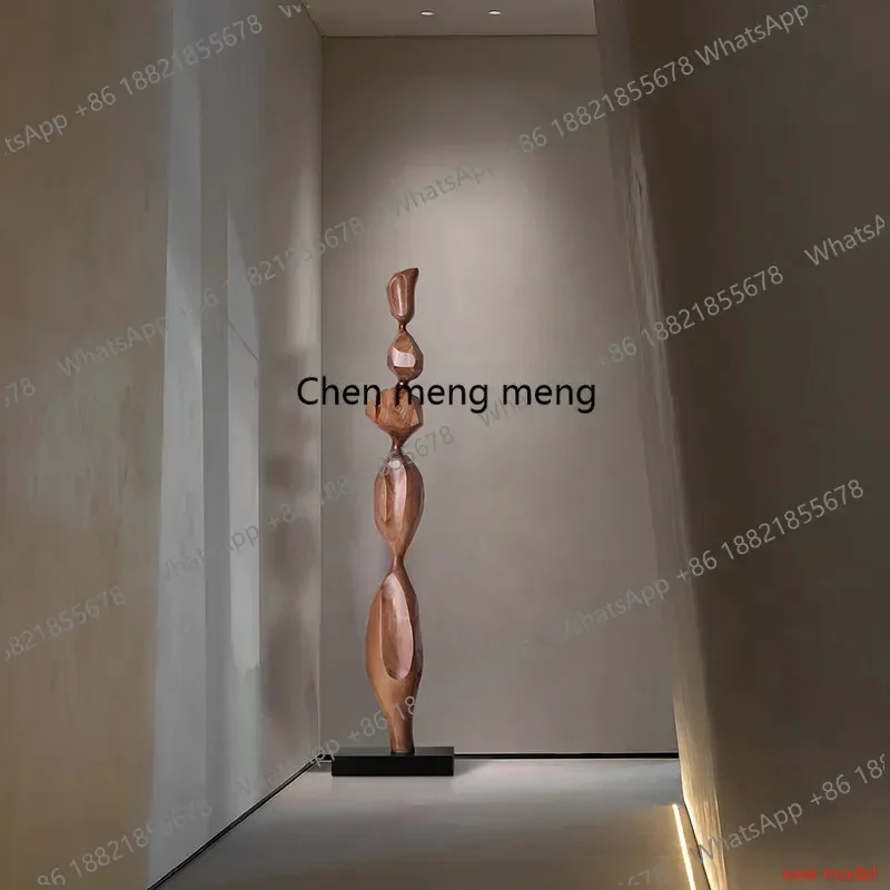 N138Solid wood sculpture artwork floor-to-ceiling ornament tea room model room living room entrance vertical height soft decorat