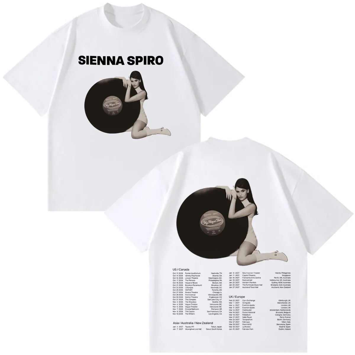 Sienna Spiro My House Tour 2026 Grafik-T-Shirt für Männer und Frauen Hip-Hop Vintage T-Shirt Übergroßes Lässiges Baumwoll-Ästhetik-Trend-T-Shirt – Detail 5