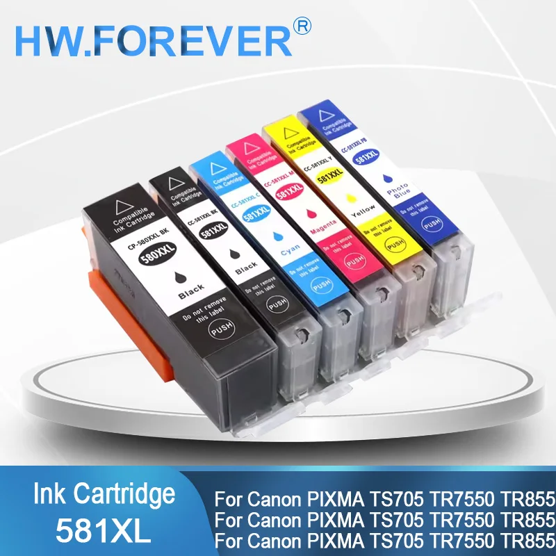 PGI-580 CLI-581 PGI 580 CLI 581XL Compatible Ink Cartridge For Canon PIXMA TS705 TR7550 TR8550 TS6150 TS8150 TS9150 TS9155 Inks