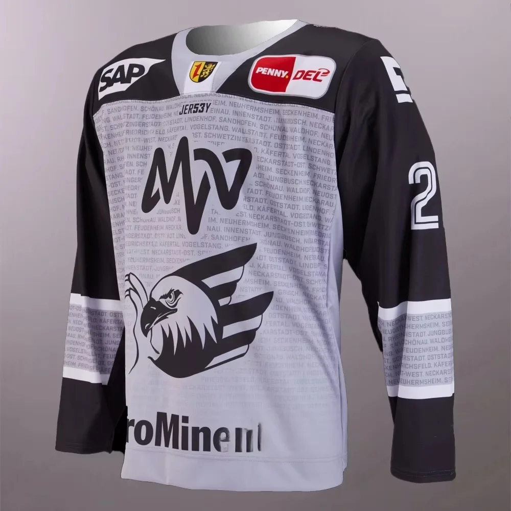 DEL Adler Mannheim Home 2026-27 Deutsches Hockey-Trikot, 3D-Druck, Rundhals-Langarm-T-Shirt, Sport, Erwachsene, Kinder, Unisex, Weihnachten