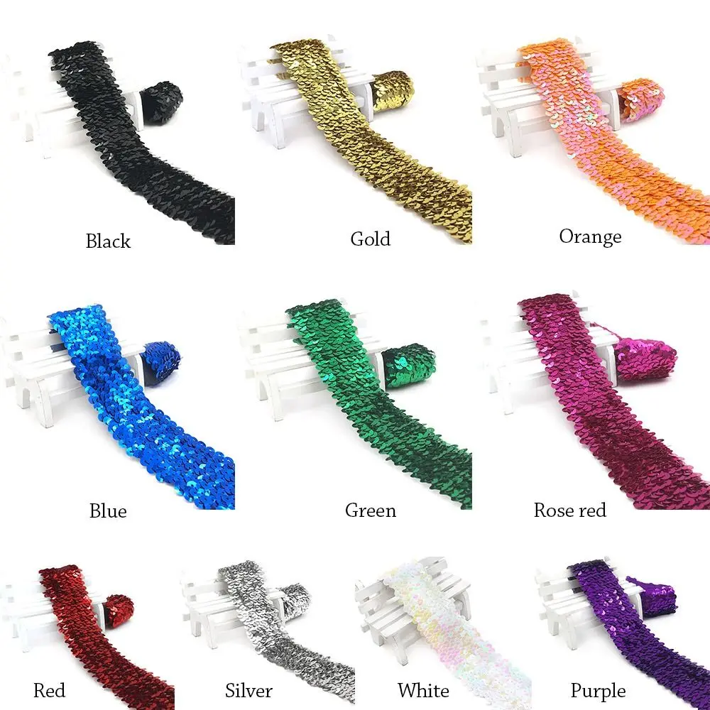 Muiltcolor Sequin Lace Ribbon Glitter Wide Stretch Hand Decorated Dance Costume Accessories DIY Jewelry Sewing Materials