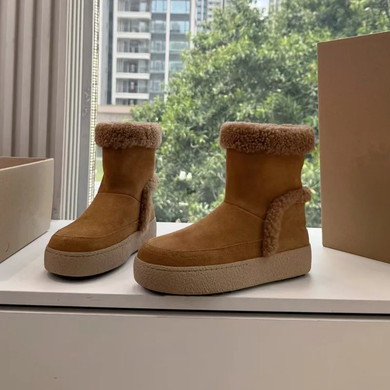 Designer Brand Original Winter New Snow Boots for Women, Thick Heel, Padded, Warm Cotton Shoes, Versatile Casual Short Boots