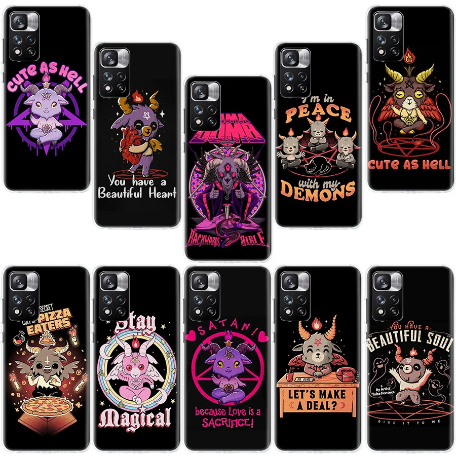 Cute Hell Hail Satan Evil Phone Case For Xiaomi Redmi Note 12 Plus 12S 10 11 Pro 4G 5G 9T 9S 8T 10S 11T 11S 11E 9 8 7 6 5 5A Coq