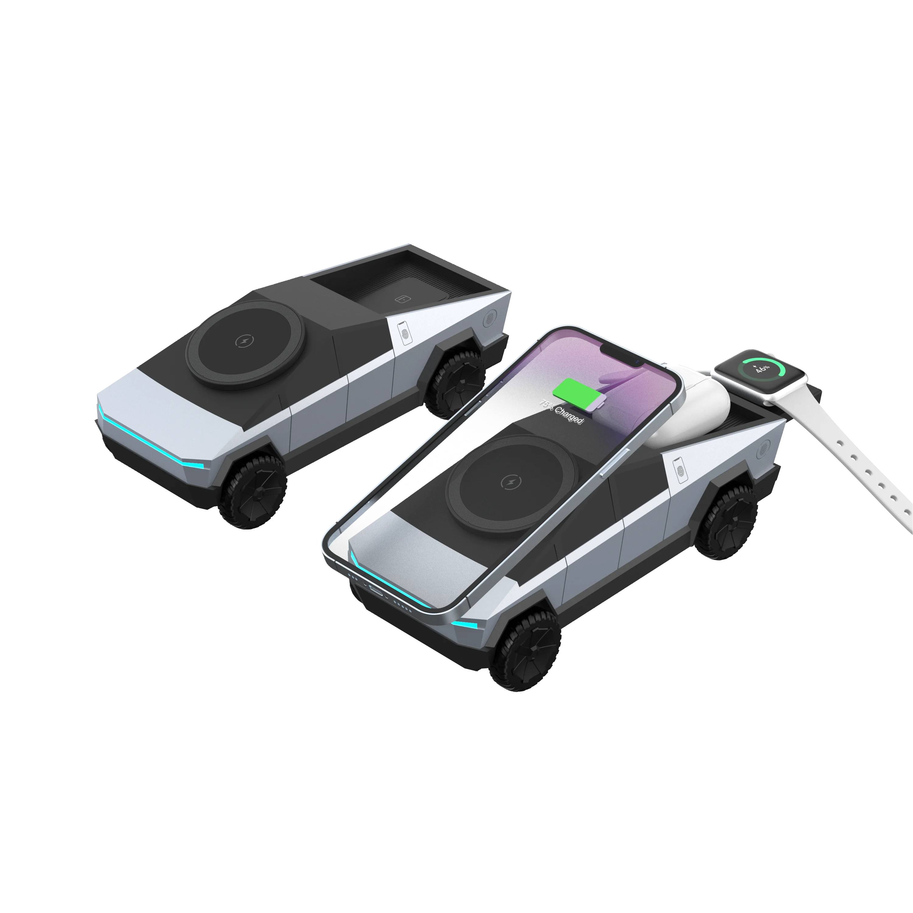 New Cybertruck Multifunctional 3-in-1 Wireless Charger Desktop Qi2 Charger for IPhone (15W),Iwatch (5W), Airpods (2.5W) Charging