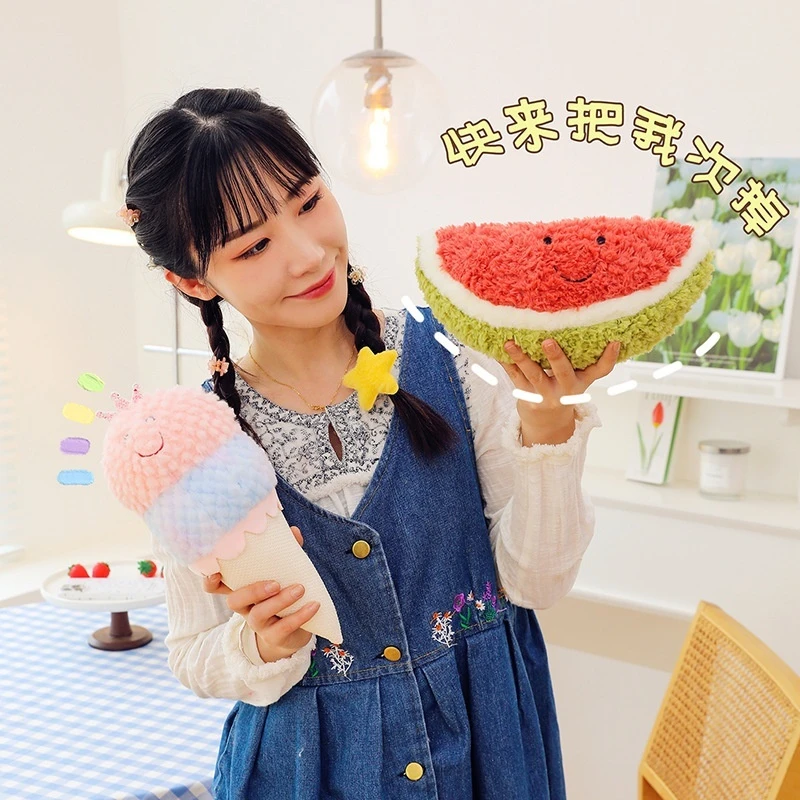 New Arrival Cute Cartoon Fruit Series Plush Doll Cute Vegetable Watermelon Pumpkin Pear Mango Banana Plush Toy Home Decoration