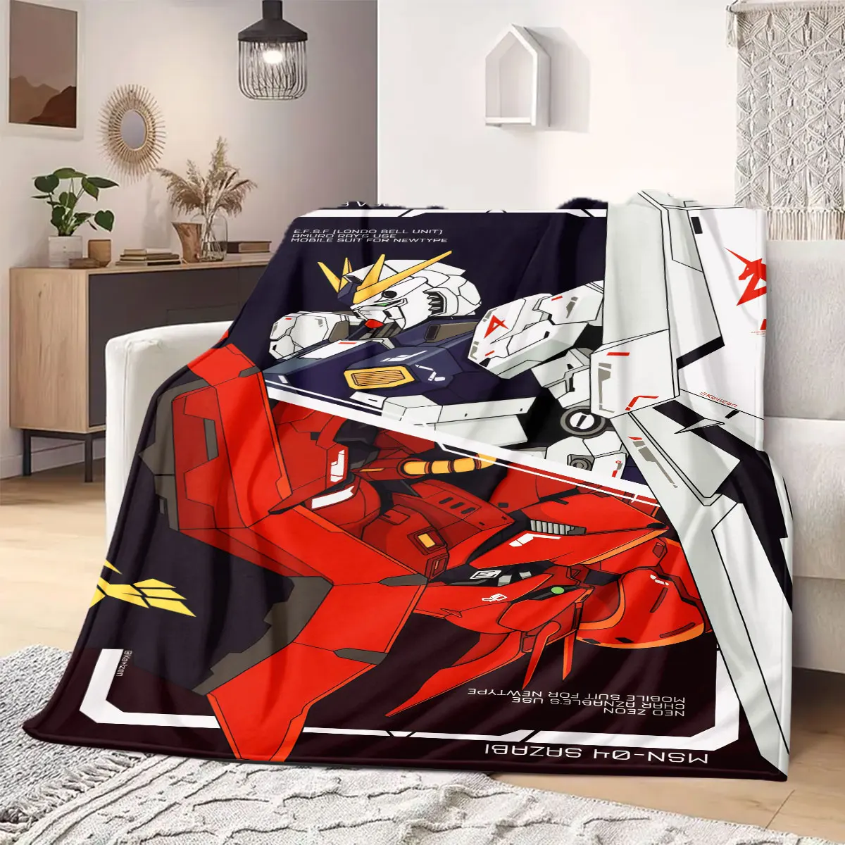 Freedom Gundam SEED Flannel Blanket Warm,Comfortable,Suitable for Bedrooms,Sofas,Beds,Chairs,Picnics,Travel
