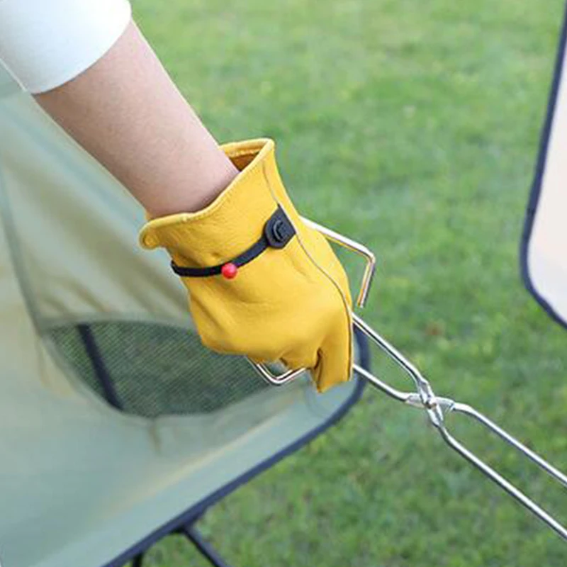 Guantes Protectores de cuero ignífugos para viajes, barbacoa, Camping al aire libre, aislamiento térmico, hornear, barbacoa, guantes de piel de vaca