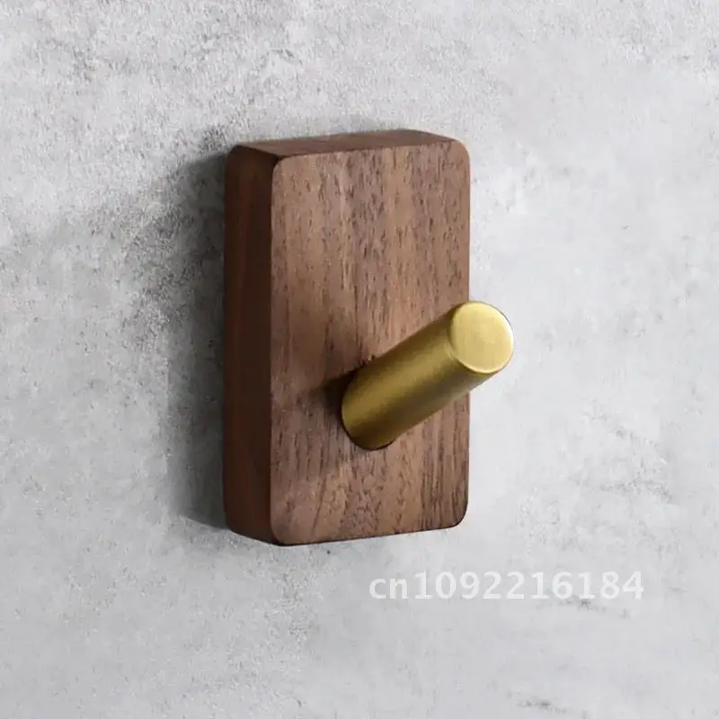 Nordic simple wood hook beech walnut square hook hanging hole-free paste wall creative hook