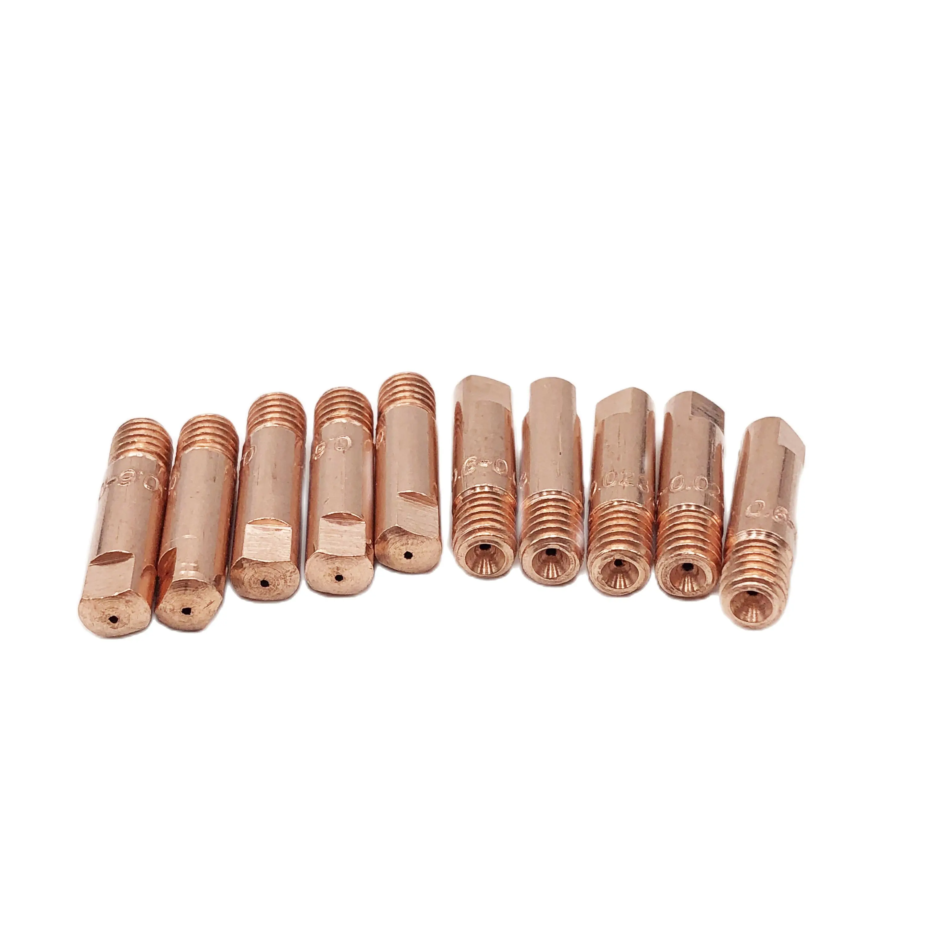 10pcs MAG/CO2 Contact Tip E-Cu M6x25 0.6 0.8 0.9 1.0mm fit 15AK MB15 BW Style MIG-160 MIG Welding Torch