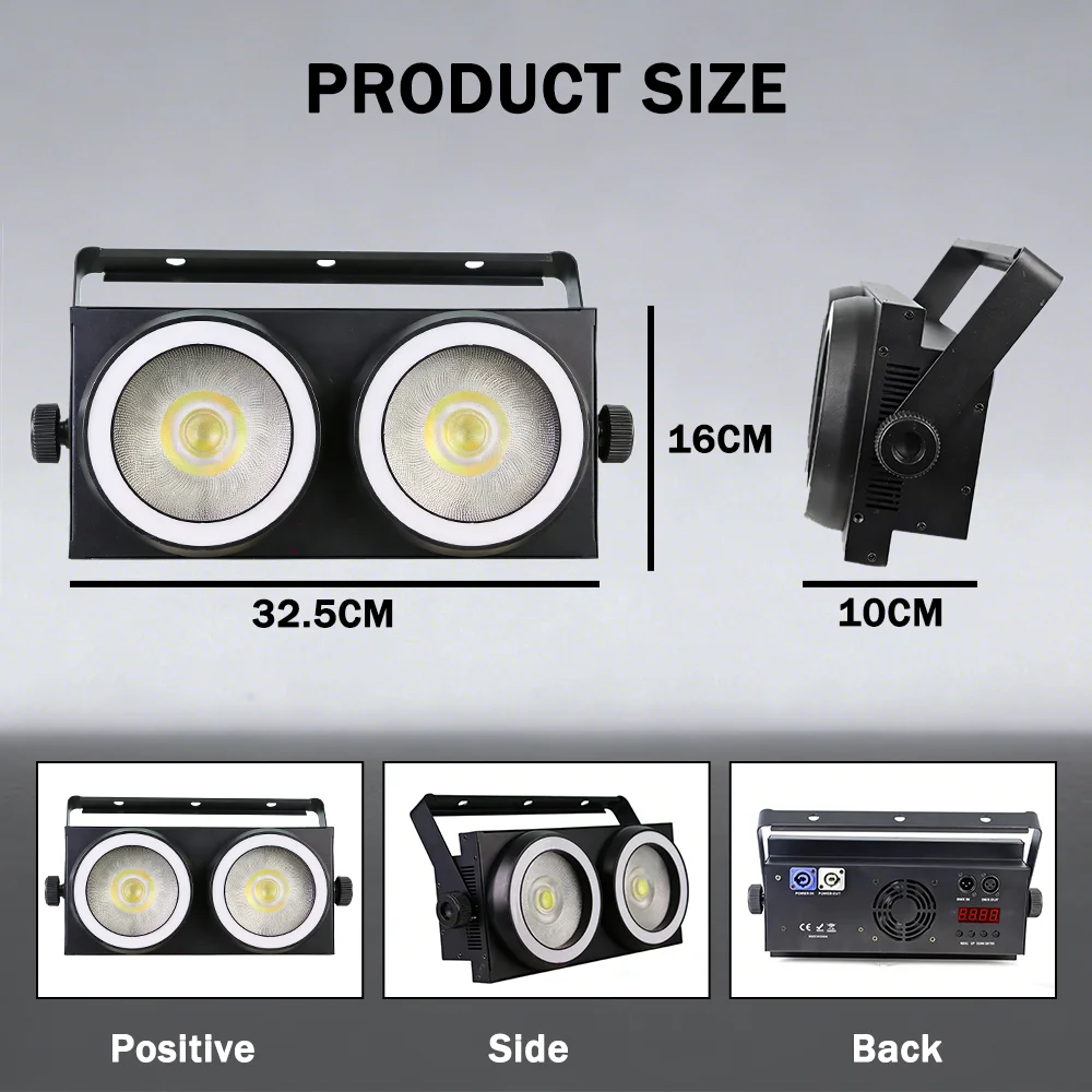 2x100w RGB COB Cool /Warm white Audience Light with ring flash wash effect Flicker free PWM DMX Sound control for DJ Disco party