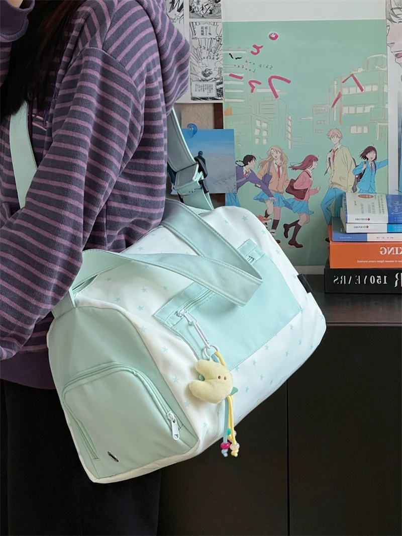 ドーパミンスタイル軽量韓国製クロスボディバッグ女性用旅行ヨガスポーツバッグ乾湿分離フィットネスバッグ短期旅行用