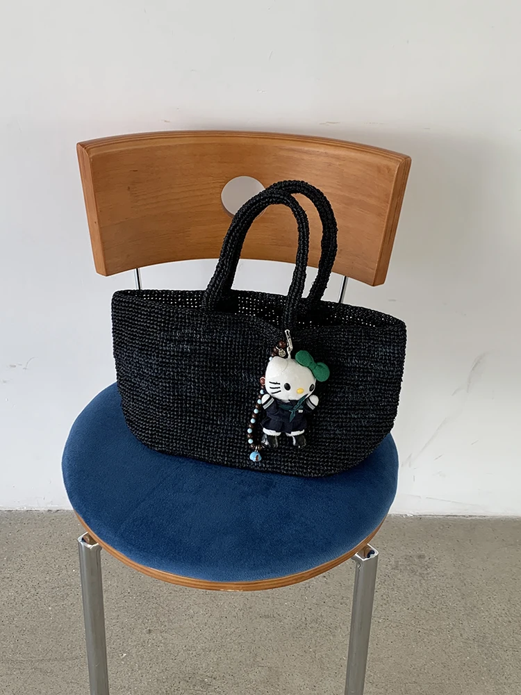 

Плетеная сумка Bla Lefi: летняя пляжная сумка-тоут, женская ручная сумка-корзина, мягкая сумка-ведро для поездок на работу