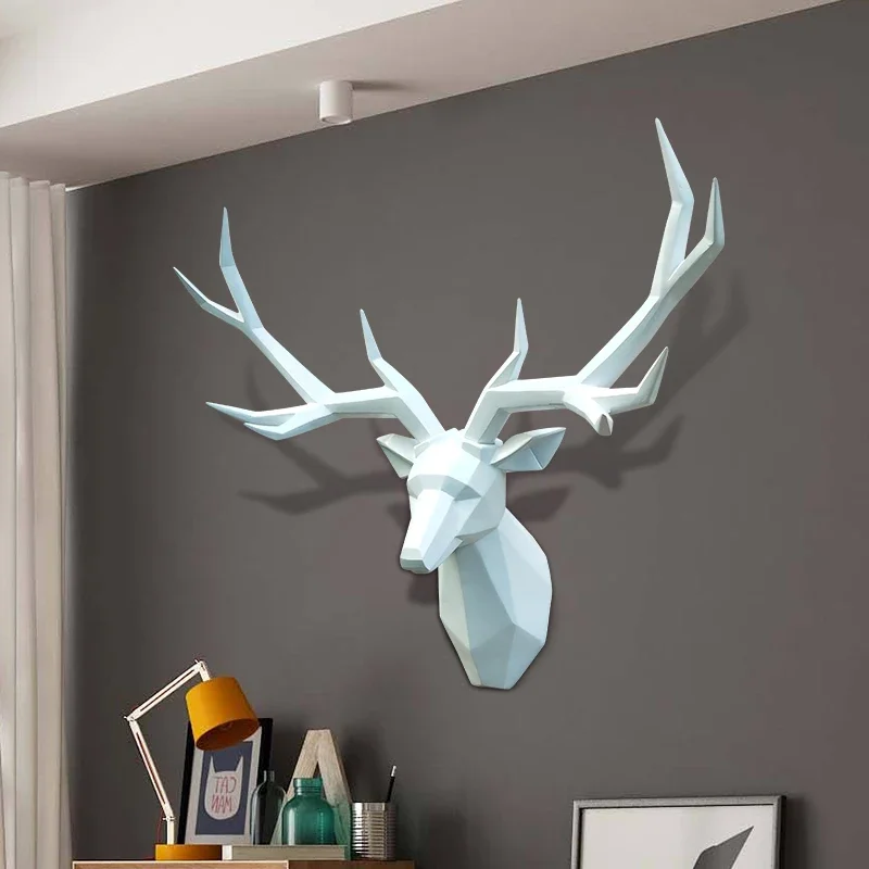 

Large Deer Head Decorative Wall Hanging, Nordic Style Entrance Living Room Wall Hanging, Creative Modern Simple Ornaments