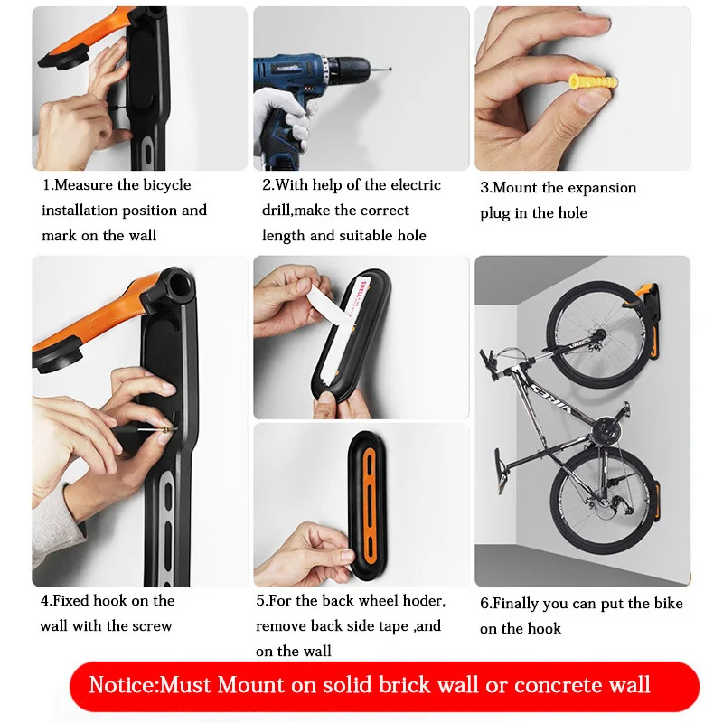 Bicycle Support Bike Wall Mount Hook Stand Parking Holder Bicycle Parking Rack Storage Stand Bracket Cycling Bike Accessories