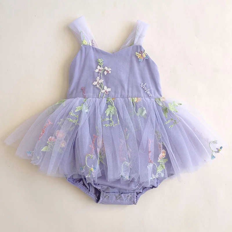 2024 New Summer Korean Style Climbing Suit Sleeveless Cotton Mesh Splicing Newborn Baby Girls Romper 0-24M Baby Girls Clothing