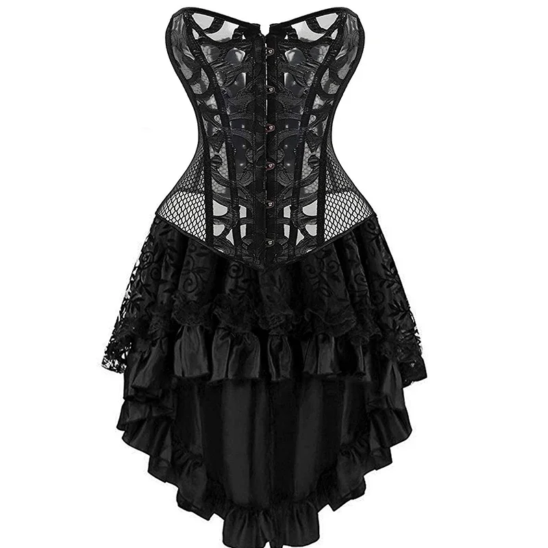 

Sapubonva Corset Dress Gothic Cosplay Lace Corsets for Women Bustier Skirt Sexy Vintage Victorian Plus Size Costume Burlesque