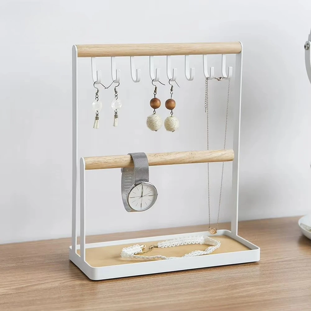 Metal Small Item Storage Rack Key and Jewelry Holder Necklace Earrings Watch Organizer Hooks Dresser Desktop Jewelry Storage