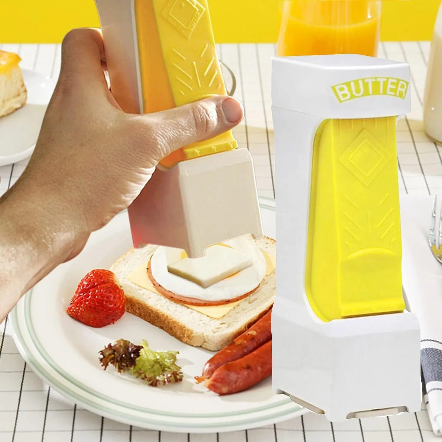 Handheld Butter Slicer One Click Stick Butter Cutter Automatic Cheese Slicer Kitchen Tool for Making Bread Cakes Cookies Bread