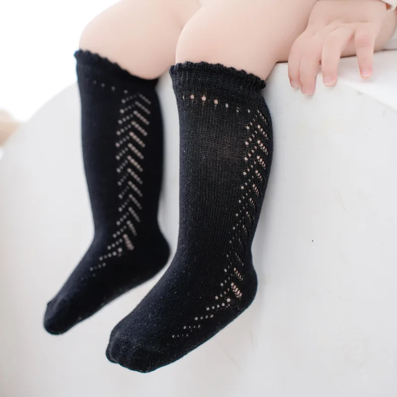 New Children\'s Socks For Boys Girls Knitted Cotton Long Sock Knee High Toddlers Stockings Summer Hollow Out Infant Baby Socken