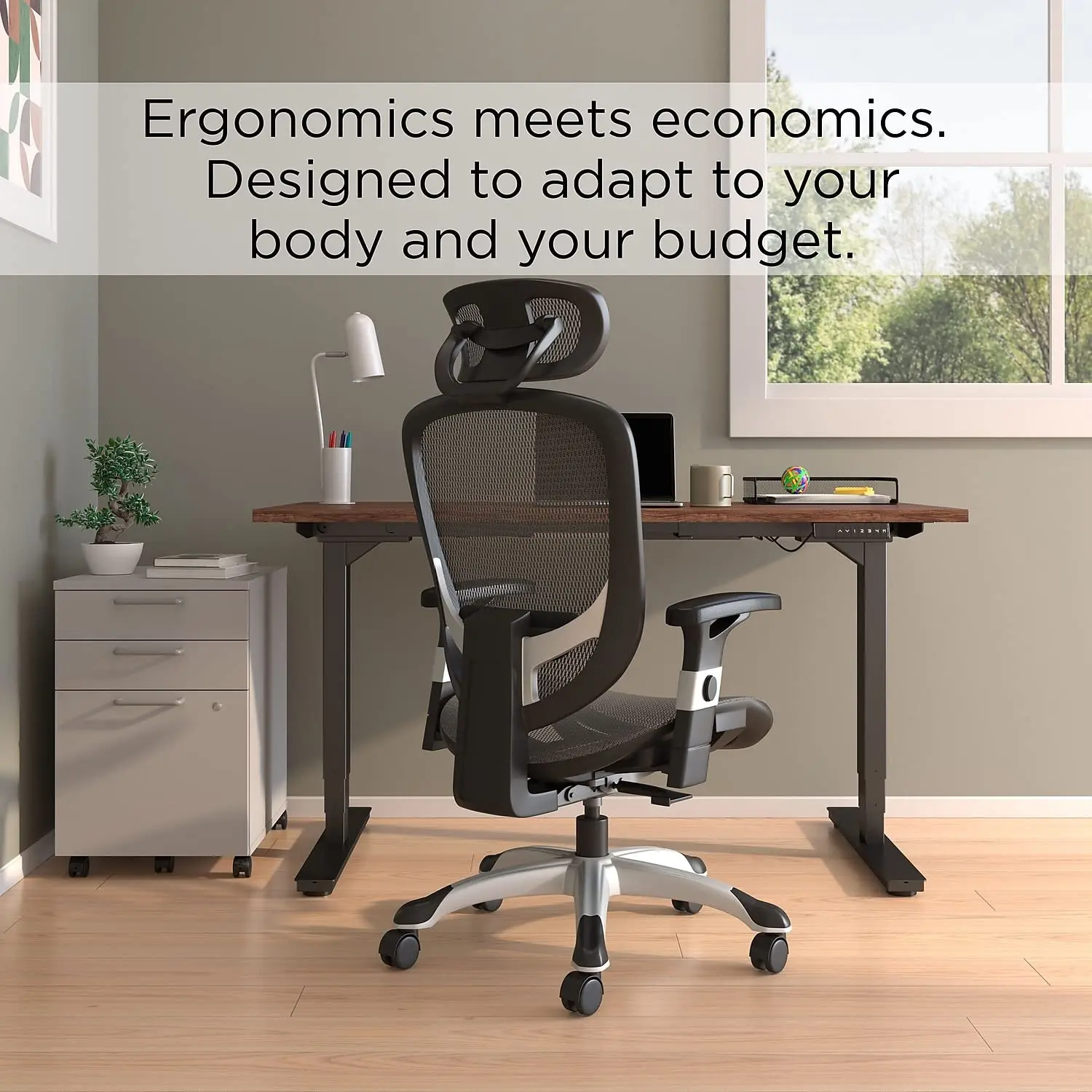 Silla de Oficina Ergonómica Hyken |   Soporte Lumbar Ajustable con Malla Transpirable, Silla de Escritorio Giratoria para Oficina en Casa, Personalizable