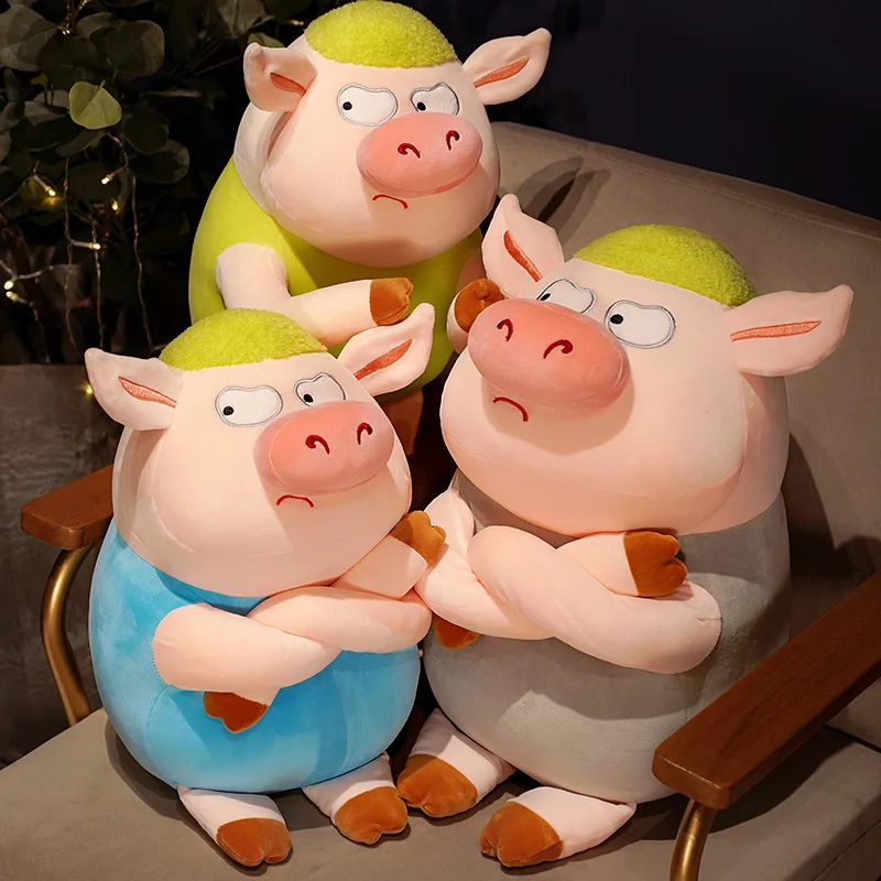 35-55cm Kawaii Arrogant Piggy Plush Toy Cute Angry Piggy Doll Soft Stuffed Animal Cartoon Pig Pillow Children's Birthday Gift