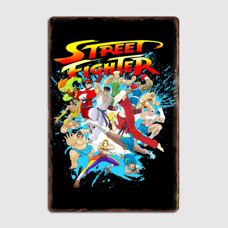 Street Fighter World Warriors Retro Vintage Metal Sign Mural Plates Retro Club Tin Sign Home Decoration Room Decor Wall Decor