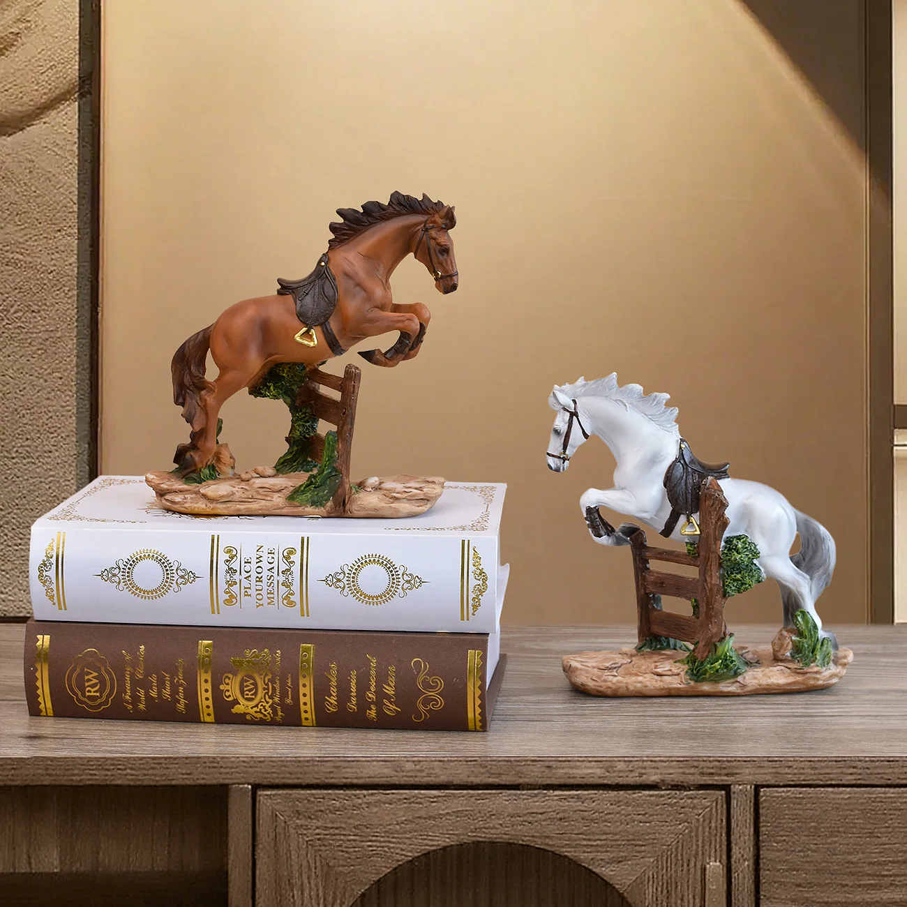 European-style resin running horse figurine,decorative item for home living rooms or office desks,believed to bring good fortune