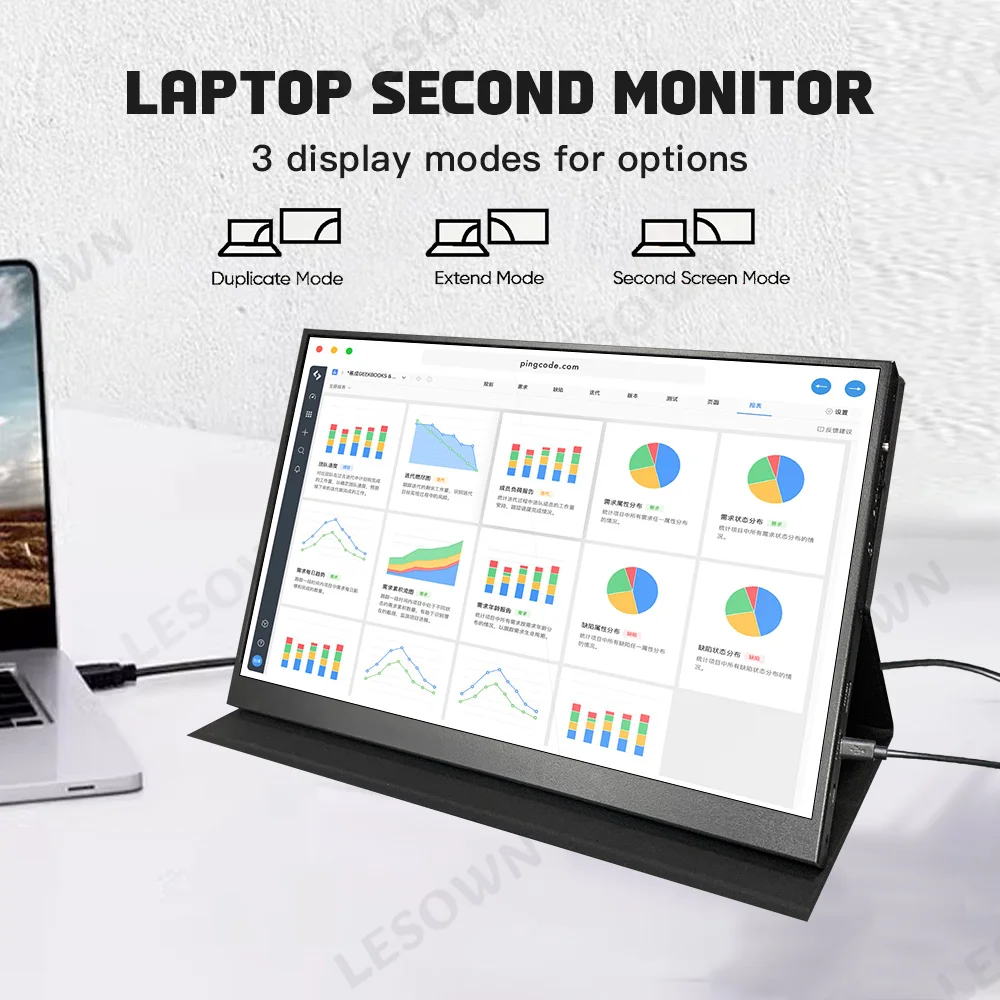 LESOWN 13.3 Inch Compact Computer Monitor 2560x1600 External Screen miniHDTV Type-C Secondary Display for Beelink Desktop