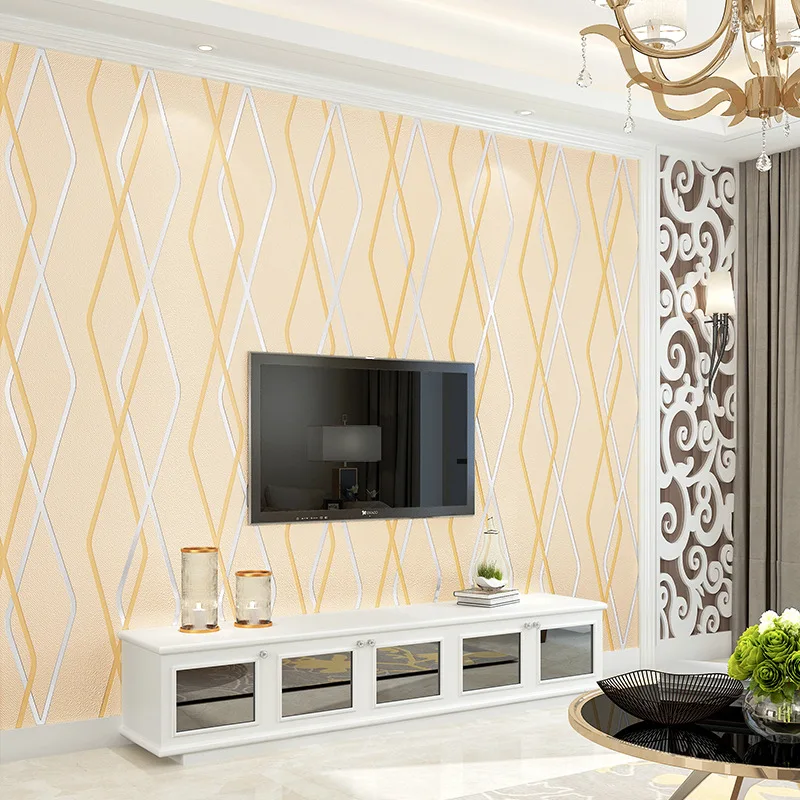 3D Modern Minimalist Geometric Curve Stripe Wallpaper Non-woven Wallpaper Bedroom Living Room TV Background Wallpaper Home Decor