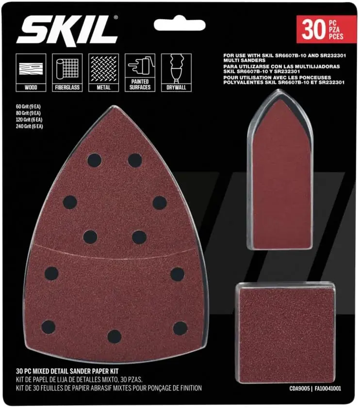 

30-Piece Mixed Grit Sandpaper Kit for Sanders, Fine to Coarse 60-240 Grits