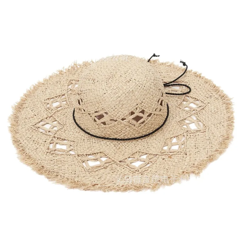 해변용 밀짚모자 라피아 여름 햇빛 가리개