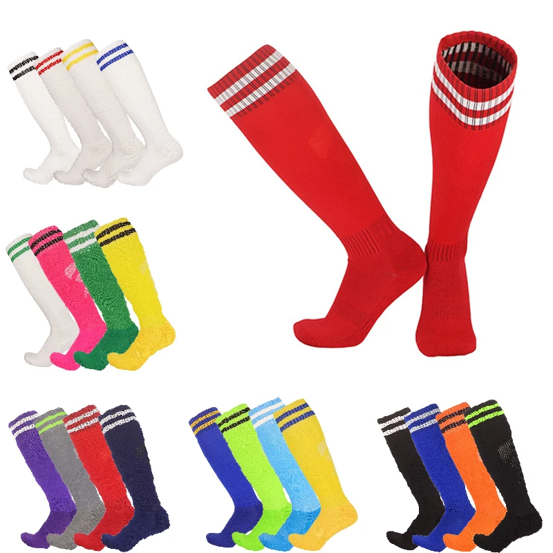 

Socks Long Tube Thick Towel Football Bottom Non-slip Men's Socks Sport Training Striped Soccer Compression Stockings Adult Kids