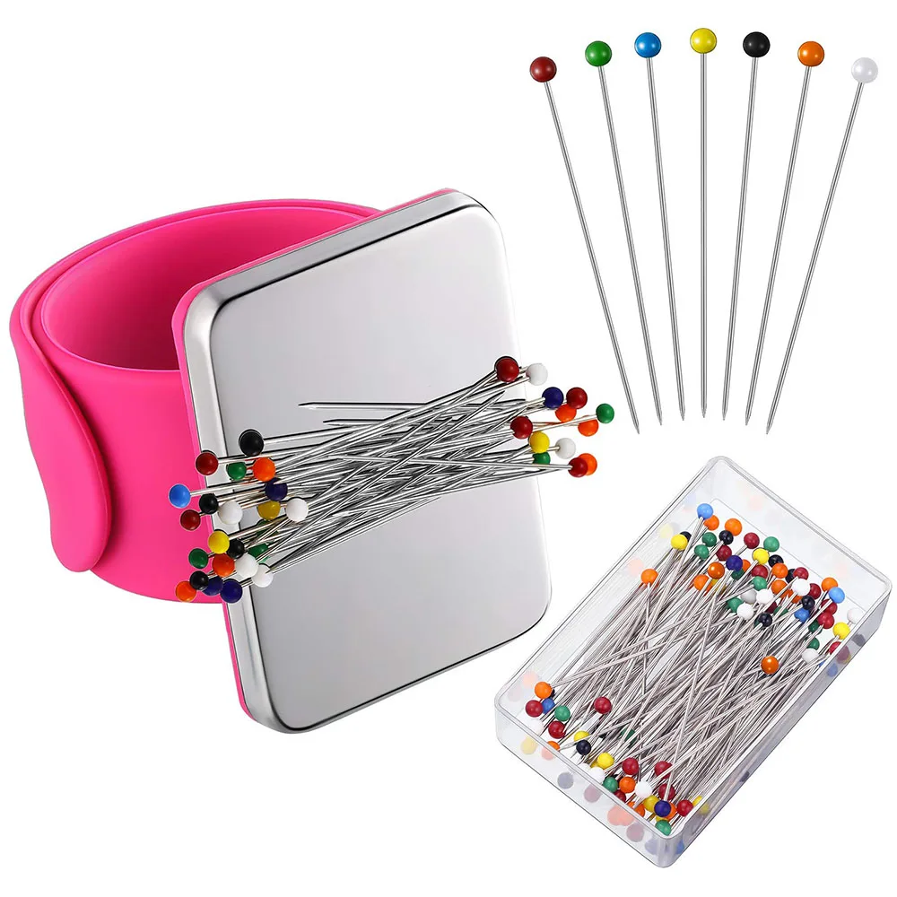 

Magnetic Wrist Sewing Pincushion with Sewing Pins Wrist Pin Cushion Magnetic Wrist Pin Holder Wristband for Hand Sewing Supplies