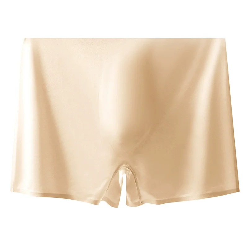 Sous-vêtements Sexy en soie glacée pour hommes, Boxer Ultra-fin et respirant sans couture, couleur unie, séchage rapide, pochette 3D
